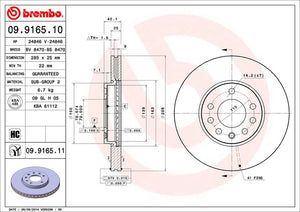 Product of Brembo 09916511C02 Vented 1 Piece Brake Rotor 