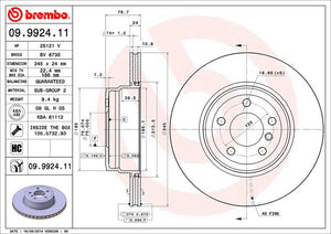 Product of Brembo 09992411C02 Vented 1 Piece Brake Rotor 