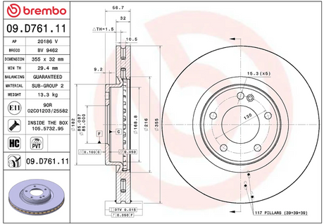 Brembo 09d76111c02 Brake Rotor||9d76111c02_1.Png||86||brm09d76111||1684367