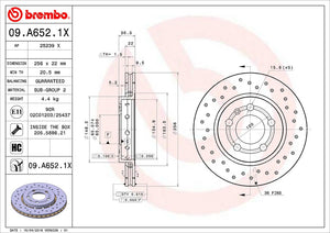 Product of Brembo 09A6521XC02 Xtra Vented Cross Drilled 1 Piece Brake Rotor 