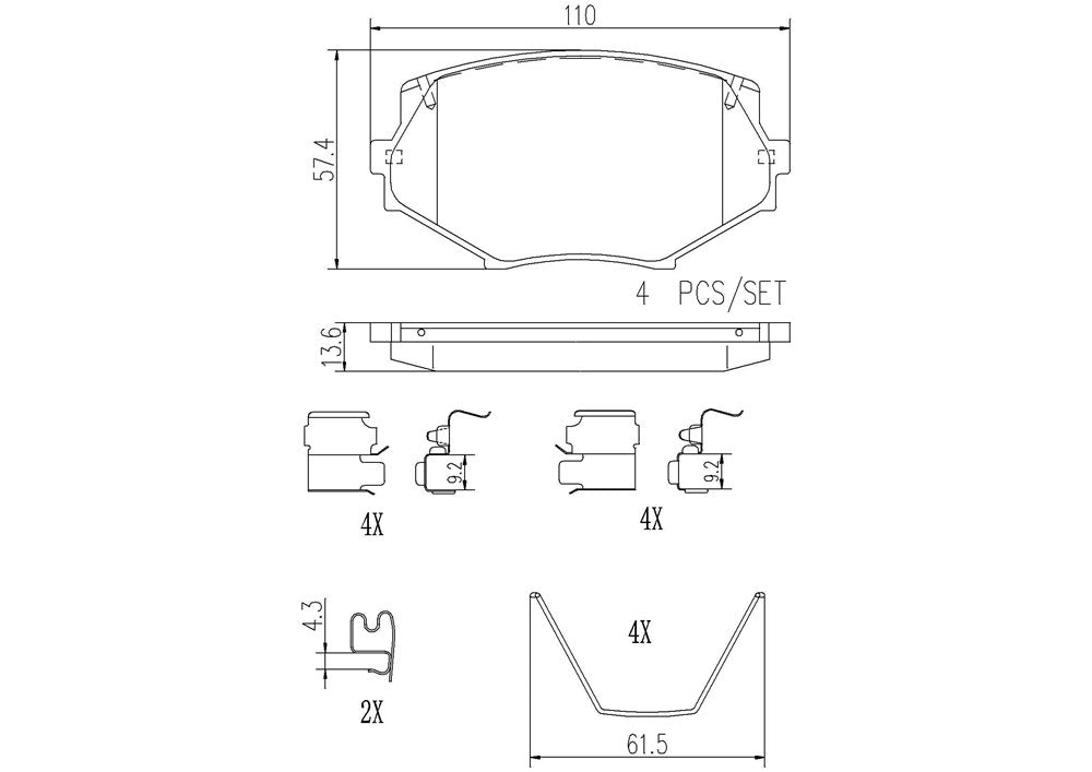 Product of Brembo P49020N Brake Pad - Set Of 4 