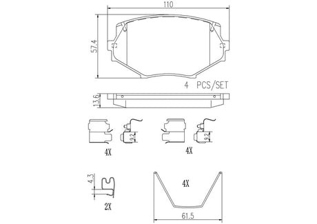 Product of Brembo P49020N Brake Pad - Set Of 4 