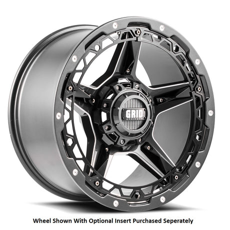 Product of Grid Wheels 17x9 Black With Natural Accents Wheel - 6x5.50 Bolt Pattern 