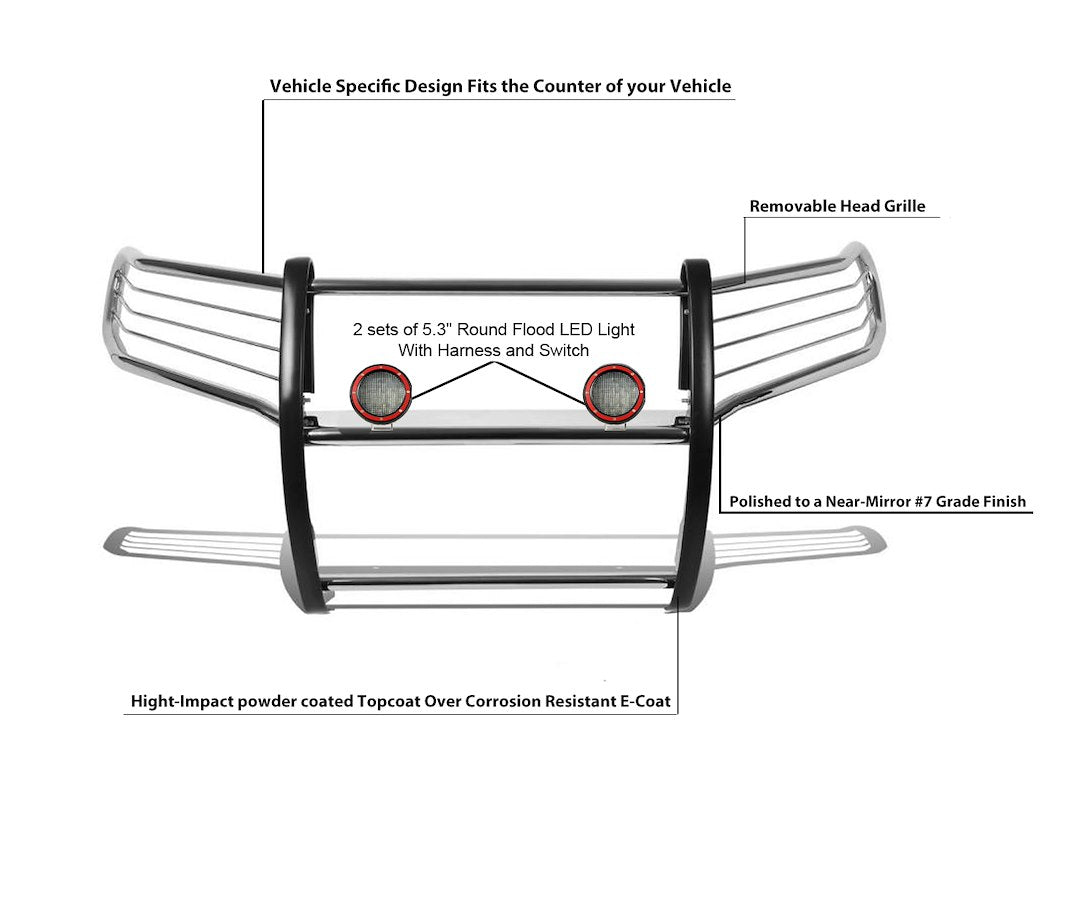 Black Horse Offroad 17a096402mss-Plfr Grille Guard||||87||blk17a096402r||2007075