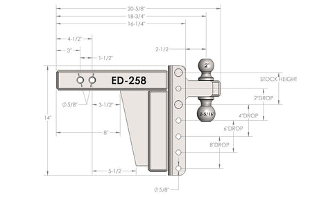 Bulletproof Hitches Ed258 Trailer Hitch Ball Mount||ed258 (2).Jpg||86||bphed258||939901