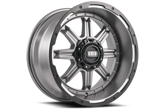 Product of Grid Wheels 17x9 Anthracite Gray With Black Lip Wheel - 8x6.69 Bolt Pattern 