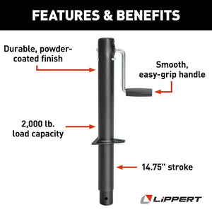 Product of Lippert Components 285420 2000 Pound Manual Trailer Tongue Jack 