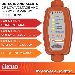 Product of Arcon 19666 240 Volt 50 Amp Surge Protector 