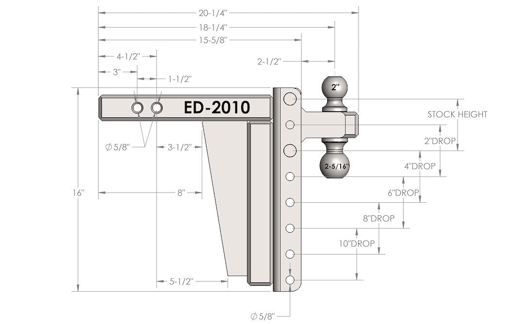 Product of Bulletproof Hitches ED2010 Receiver Trailer Hitch Ball Mount 