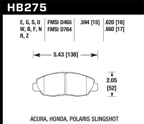 Product of Hawk Performance HB275F.620 Performance/ Street Brake Pad - Set Of 4 