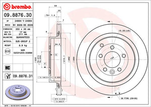 Product of Brembo 09887631C02 Vented 1 Piece Brake Rotor 