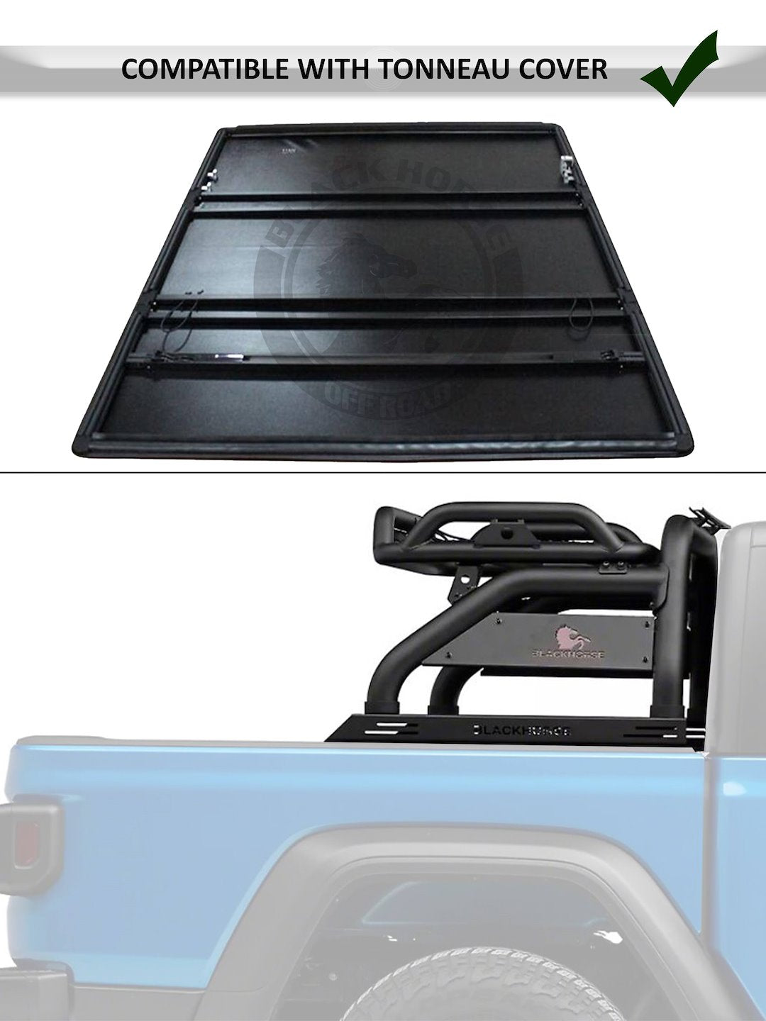 Product of Black Horse Offroad ATRB9BK Tube Powder Coated Steel Truck Bed Bar 