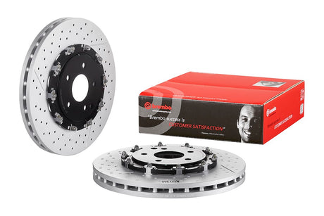 Product of Brembo 09925433C02 Vented Cross Drilled 1 Piece Brake Rotor 