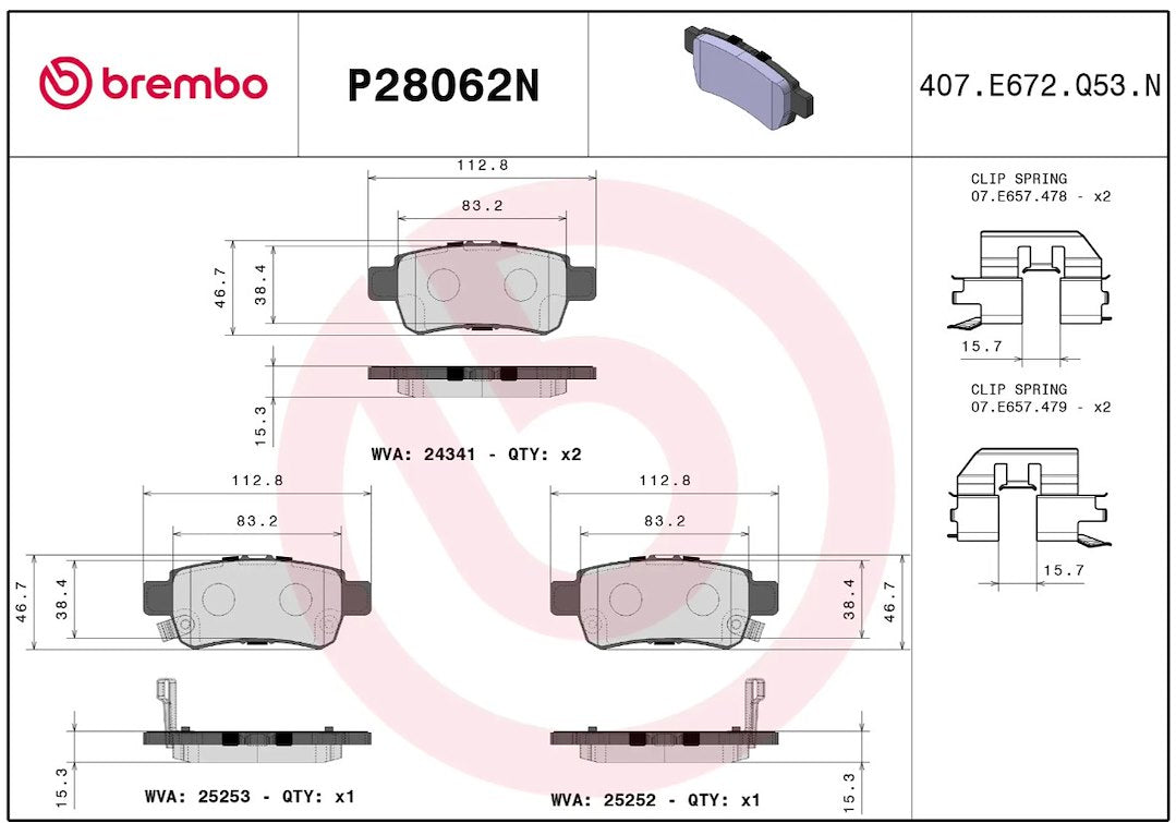 Brembo P28062n Brake Pad||p28062n_R.Jpg||86||brmp28062n||2091702