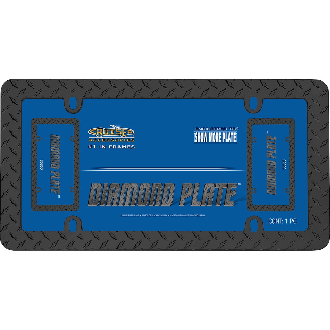 Cruiser 30850 License Plate Frame||30850_P02-Diamond-Plate_Black-Inpack.Jpg||87||c3430850||926191