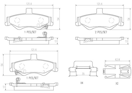 Product of Brembo P10025N Brake Pad - Set Of 4 