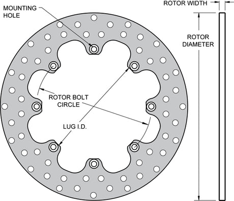 Product of Wilwood Brakes 160-1601 Drilled 1-Piece Brake Rotor 