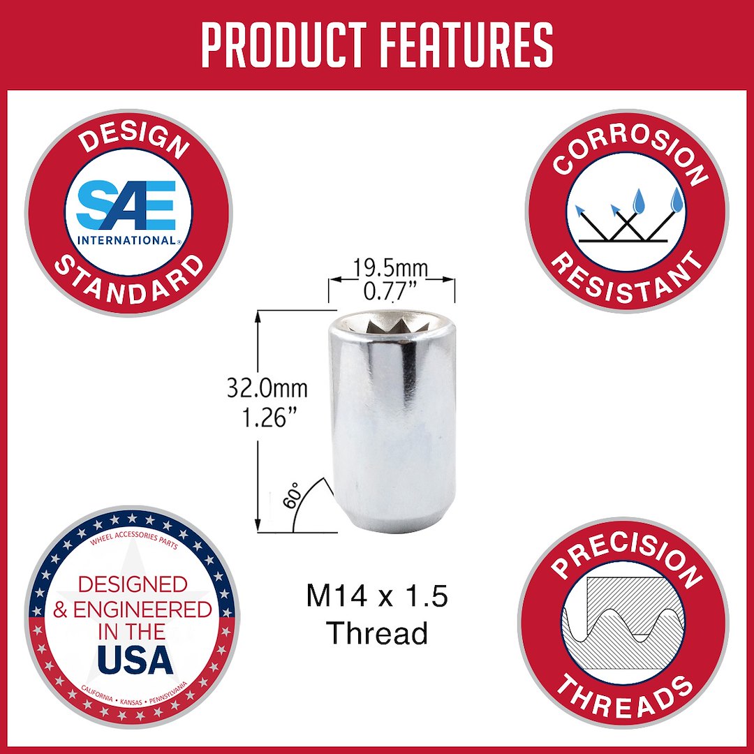 Product of Coyote Wheel Accessories 781148 60 Degree Conical 14x1.5 Lug Nut 