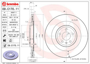 Product of Brembo 09C17011C02 Vented 1 Piece Brake Rotor 