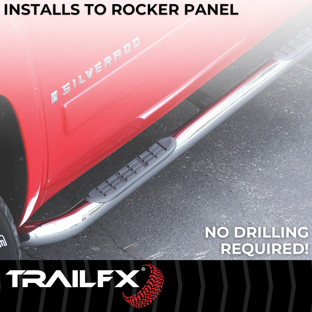 Product of TrailFX A0058S TFX Round Tube Side Steps Nerf Bar With Surface Steps 