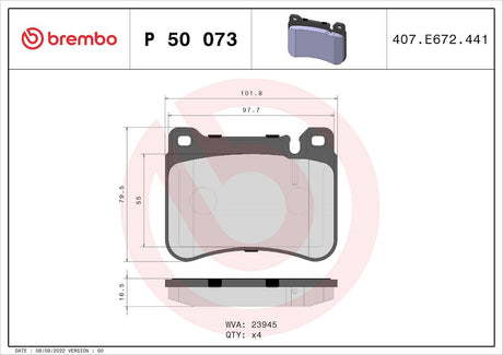 Product of Brembo P50073 Brake Pad - Set Of 4 