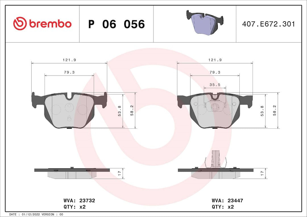 Product of Brembo P06056 Brake Pad - Set Of 4 