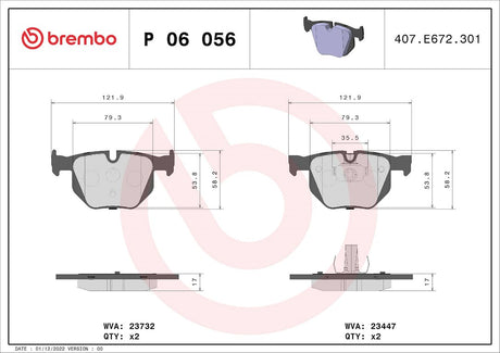 Product of Brembo P06056 Brake Pad - Set Of 4 