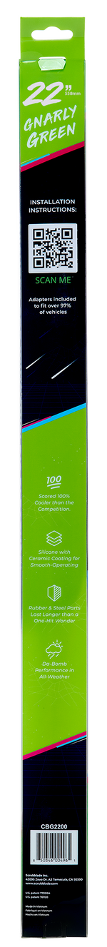 Scrubblade Cbg2200 Windshield Wiper Blade||gnarly Green 22 Back.Png||88||scrcbg2200||1522847