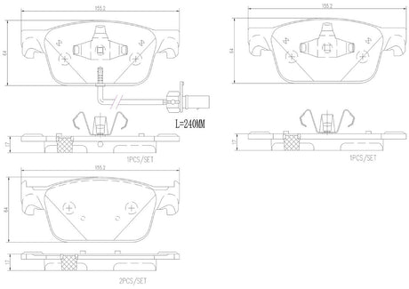 Product of Brembo P85153N Brake Pad - Set Of 4 