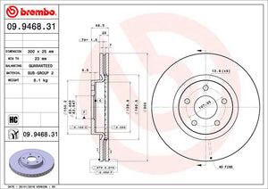 Product of Brembo 09946831C02 Vented 1 Piece Brake Rotor 