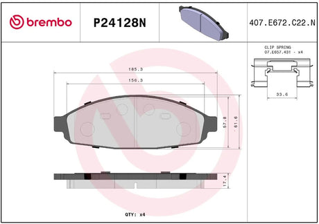 Brembo P24128n Brake Pad||p24128n_R.Jpg||86||brmp24128n||2091553