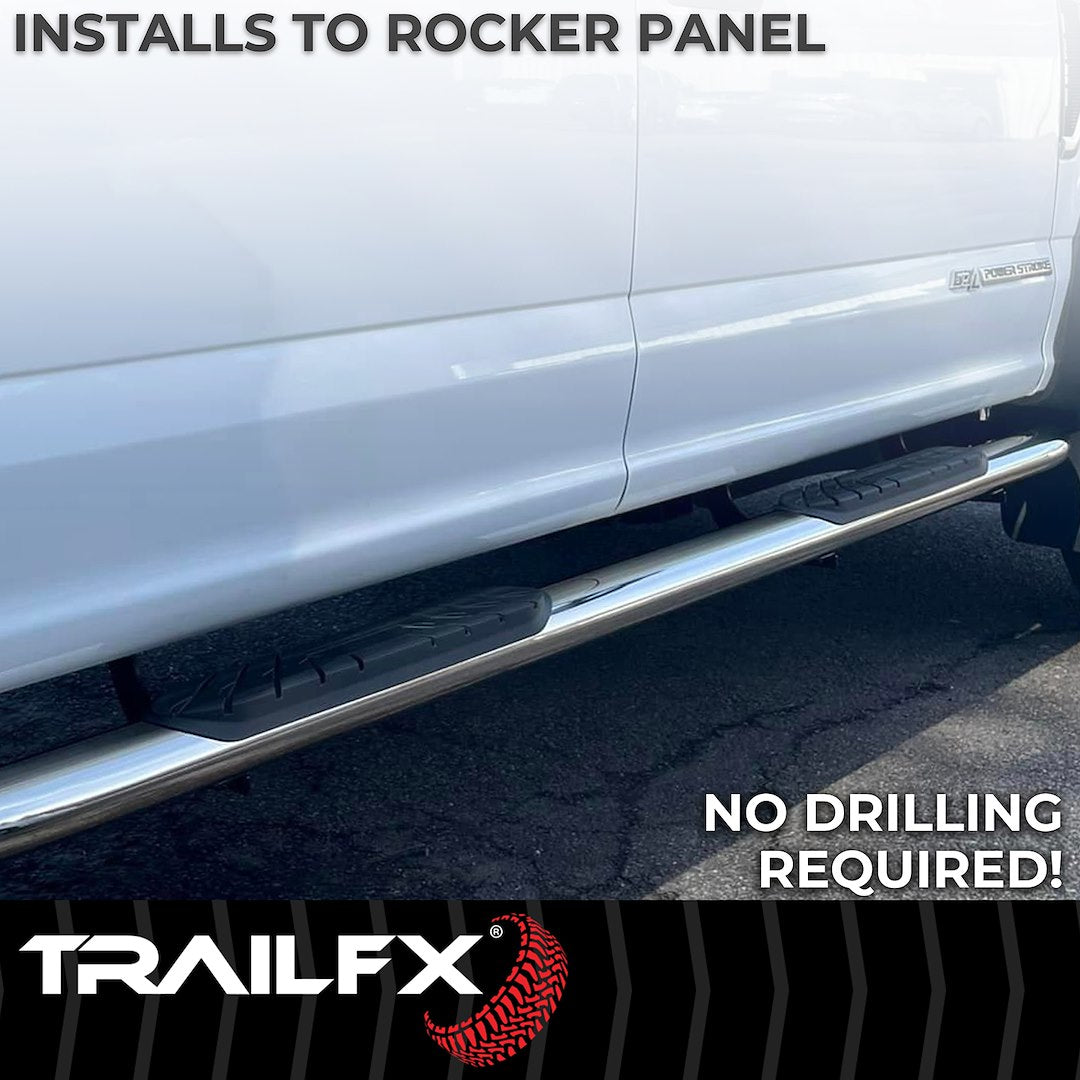 Product of TrailFX A1013S TFX 4" Oval Tube Side Steps Nerf Bar With Surface Steps 