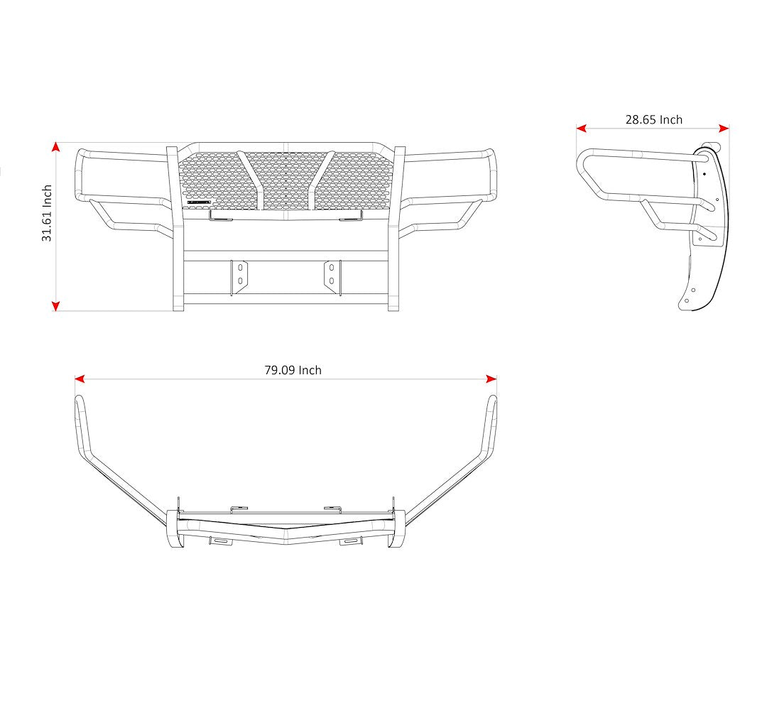 Product of Black Horse Offroad RU-FOF109-B Grille Guard Modular Black Powder Coated 