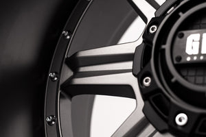 Product of Grid Wheels 17x9 Anthracite Gray With Black Lip Wheel - 8x7.08 Bolt Pattern 