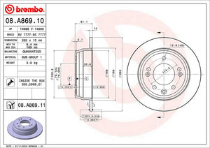 Product of Brembo 08A86911C02 Solid 1 Piece Brake Rotor 