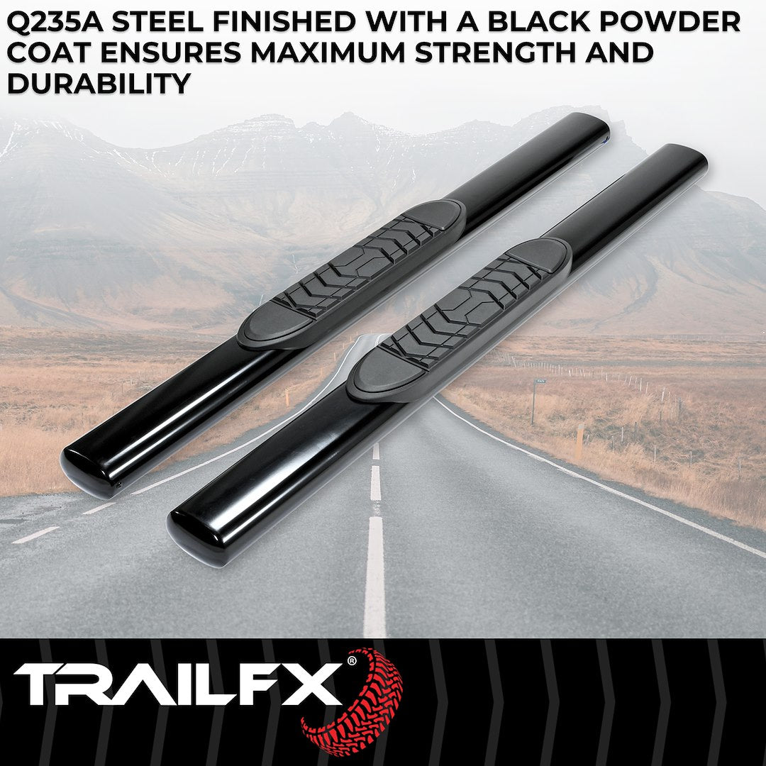 Product of TrailFX A7001B TFX 5" Oval Straight Side Bars Nerf Bar With Surface Steps 