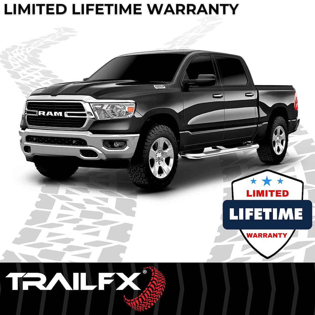 Product of TrailFX A0046S TFX Round Tube Side Steps Nerf Bar With Surface Steps 