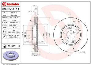 Product of Brembo 09B55111C02 Vented 1 Piece Brake Rotor 