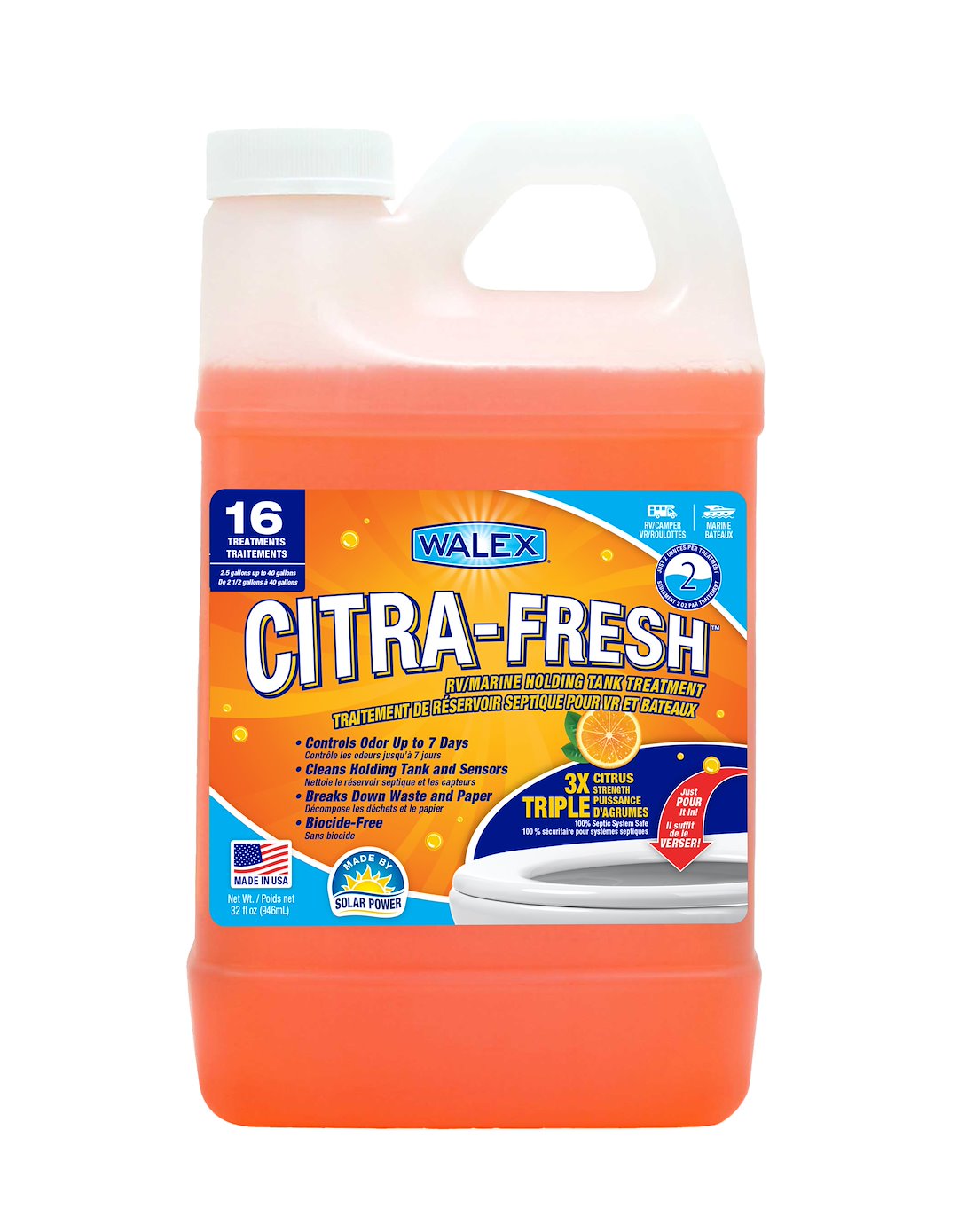 Walex Citrafr32ca Waste Holding Tank Treatment||citrafresh_32ozbilingual_Composite_11-22-24.Jpg||85||w62itrafr32ca||1703412