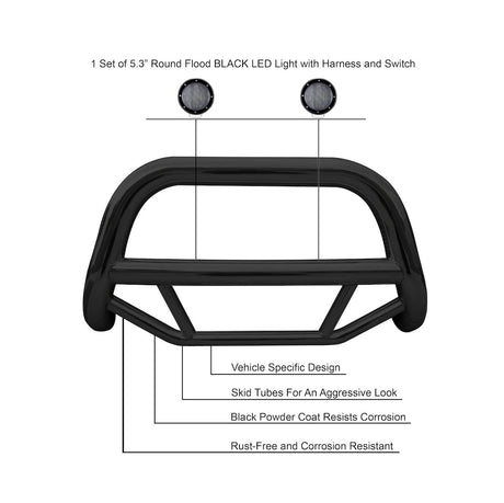 Product of Black Horse Offroad MBB-HOB3301-PLFB Bull Bar  with skid plate 