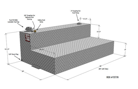 Product of RDS Tanks 72770 Diesel/ Gasoline Liquid Transfer Tank 60 Gallon L-Shape 