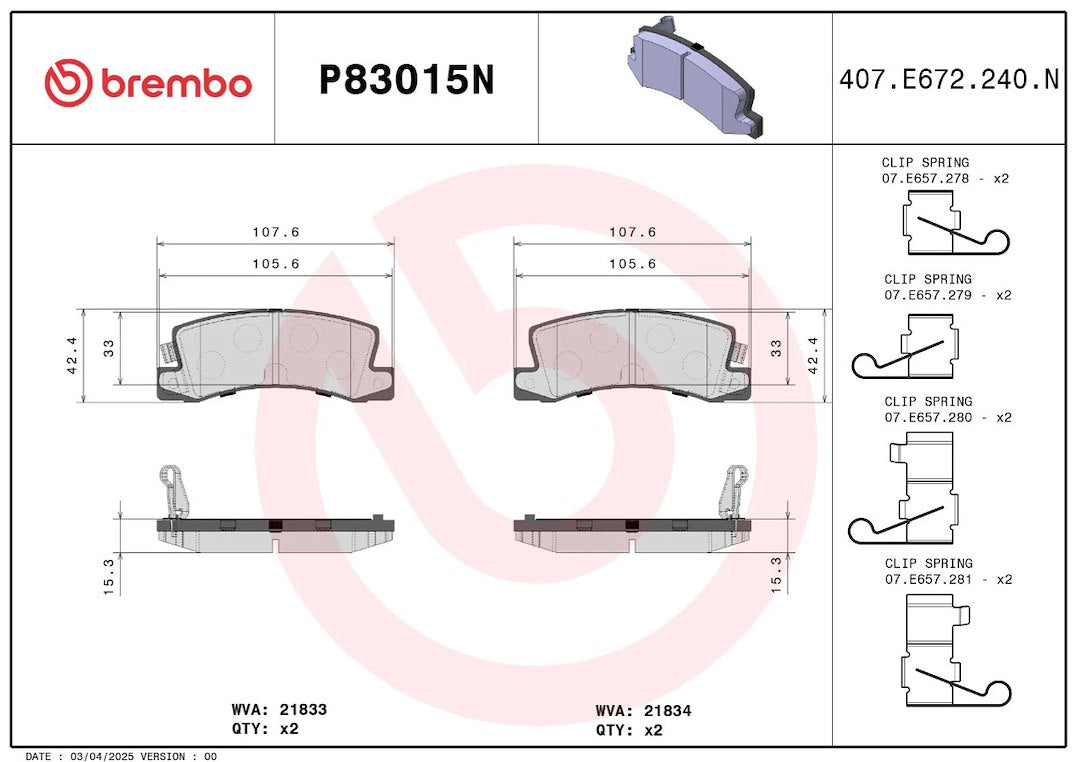 Brembo P83015n Brake Pad||p83015n_2.Jpg||86||brmp83015n||2091754