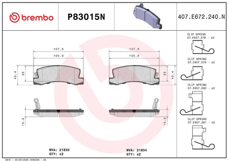 Brembo P83015n Brake Pad||p83015n_2.Jpg||86||brmp83015n||2091754