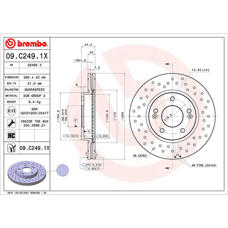 Brembo 09.C249.1x Brake Rotor||09.C249.1x_Drw.Jpg||86||brm09c2491x||1754874