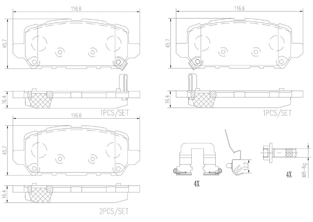 Product of Brembo P28090N Brake Pad - Set Of 4 