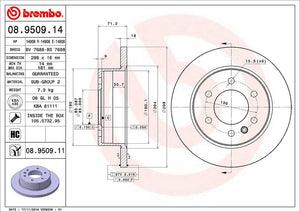 Product of Brembo 08950911C02 Solid 1 Piece Brake Rotor 
