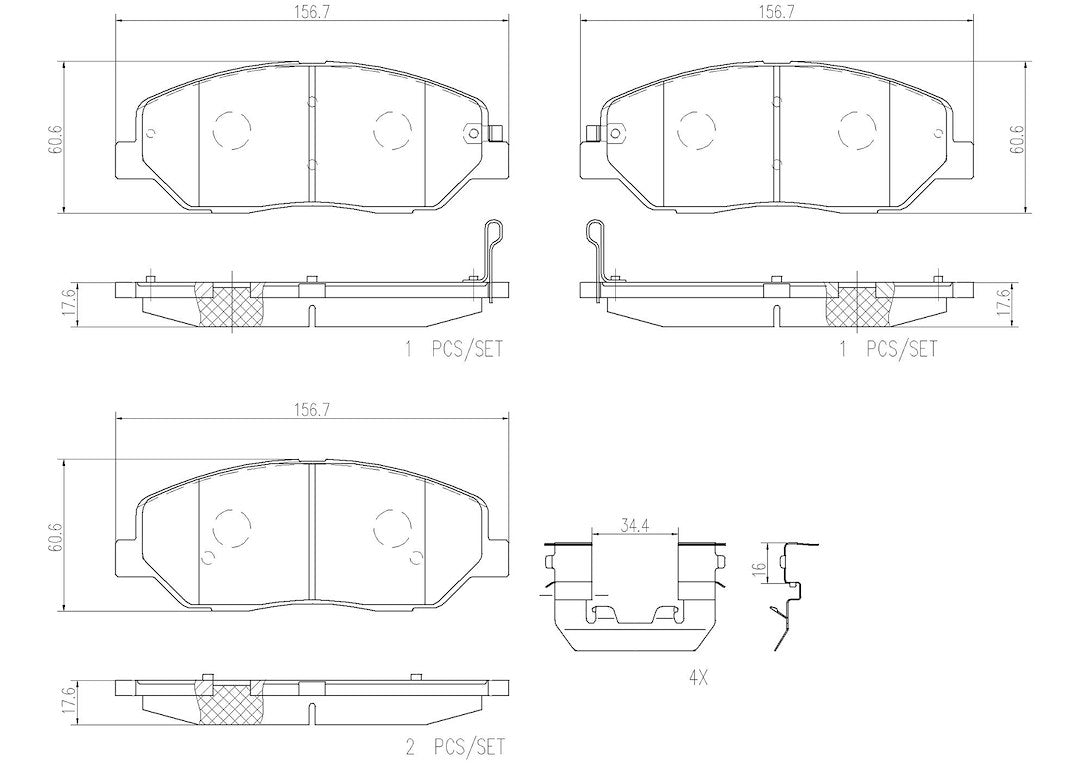 Product of Brembo P30036N Brake Pad - Set Of 4 