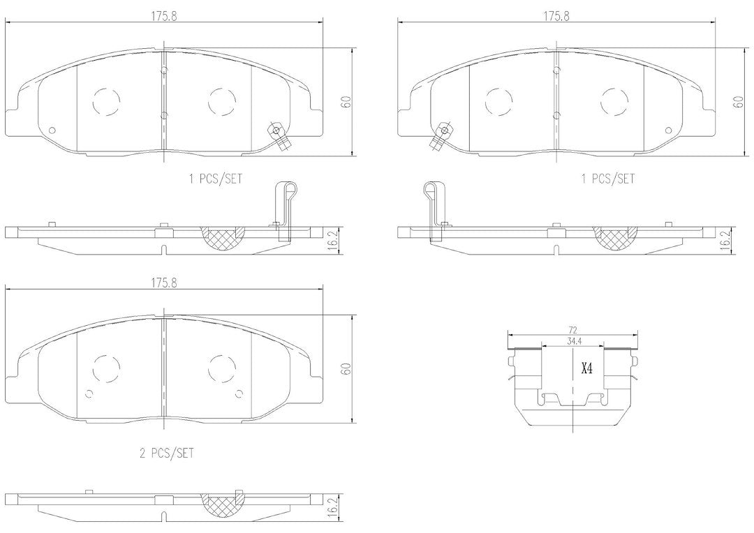 Product of Brembo P09016N Brake Pad - Set Of 4 