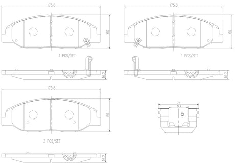 Product of Brembo P09016N Brake Pad - Set Of 4 