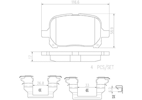 Product of Brembo P83040N Brake Pad - Set Of 4 